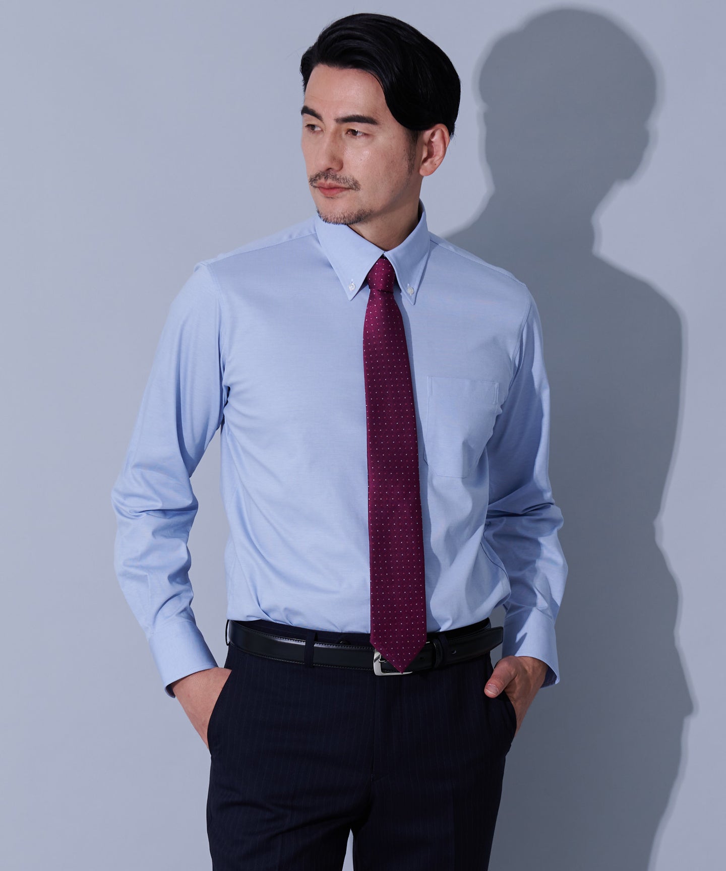 HIROKO KOSHINO シルク地柄ドットバーガンディネクタイ